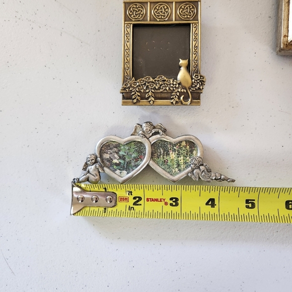 Vintage Eclectic Mini Photo Picture Frame Lot Of 3 Metal Angels Cat 1990s Ornate - Picture 7 of 10